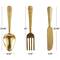 Gold Aluminum Knife, Spoon and Fork Utensils Wall Decor Set of 3 4", 23"